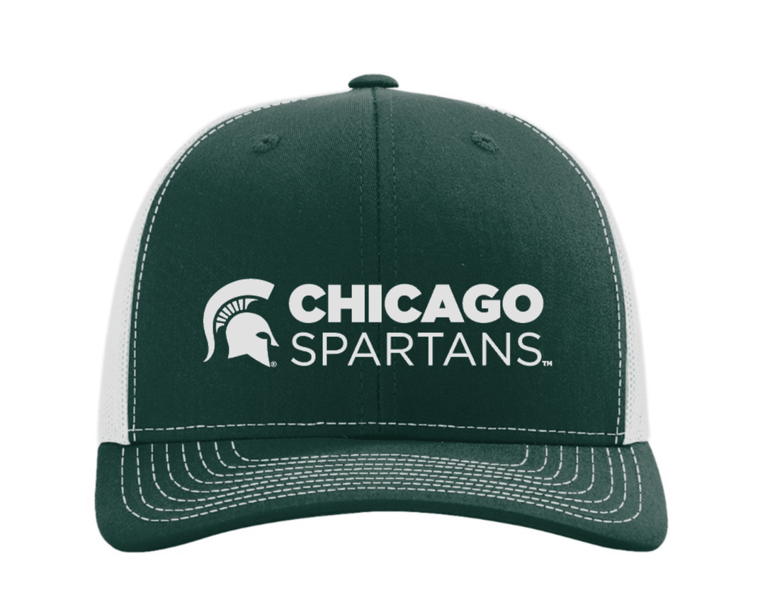 Frontside of green Michigan State Chicago Spartans hat. 