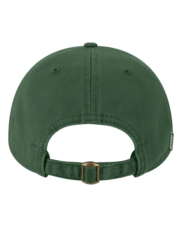 Backside of green Michigan State hat.