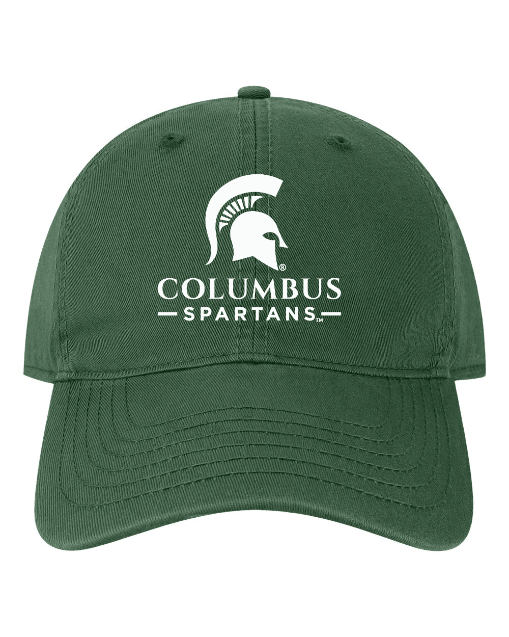 Green Michigan State hat with Columbus Spartans written on the front alongside Spartan helmut logo.