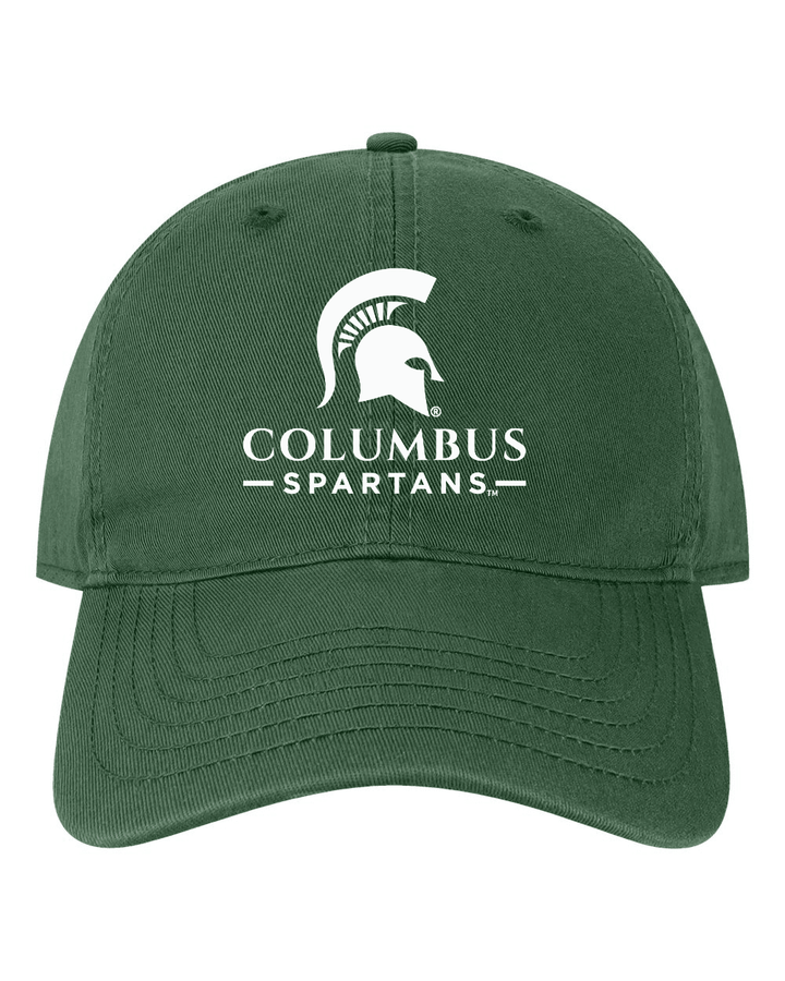 Green Michigan State hat with Columbus Spartans written on the front alongside Spartan helmut logo.