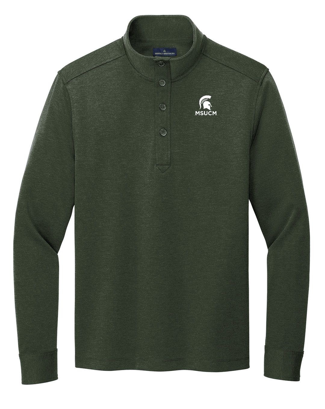 Green Brooks Brothers long-sleeve shirt with MSUCM logo on a white background