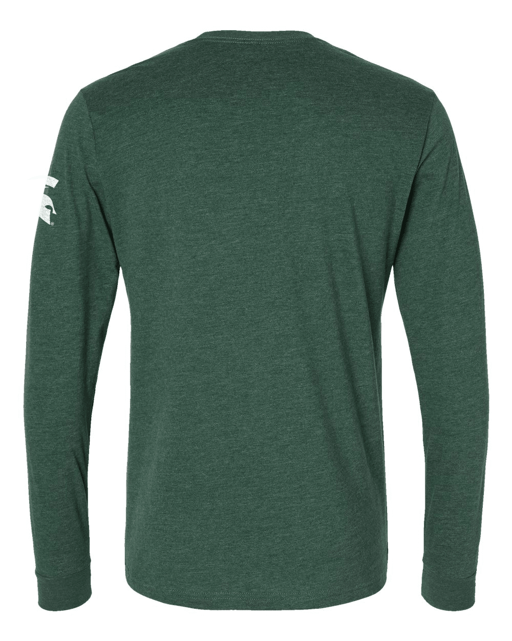 Backside of green Michigan State NYC Spartans long sleeve shirt.