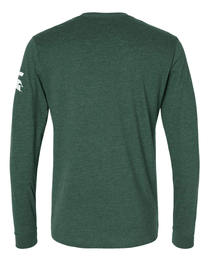 Backside of green Michigan State NYC Spartans long sleeve shirt.