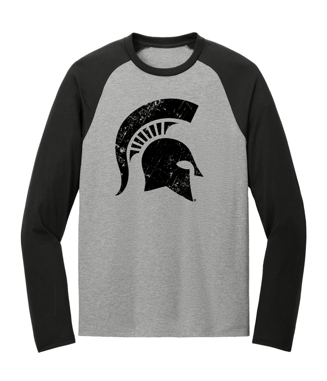 Michigan State long sleeve shirt with MSU spartan helmet logo printed across the chest.