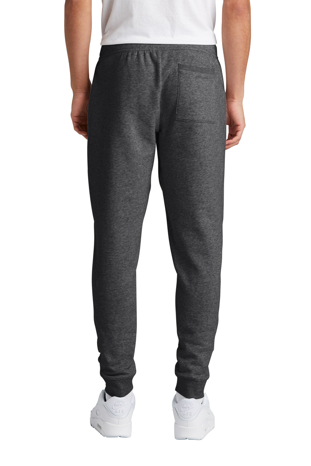 Backside shot of male model wearing grey Michigan State comfortable pants 