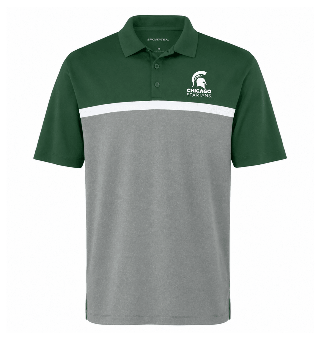 Green and grey Michigan State Chicago Spartans polo shirt.