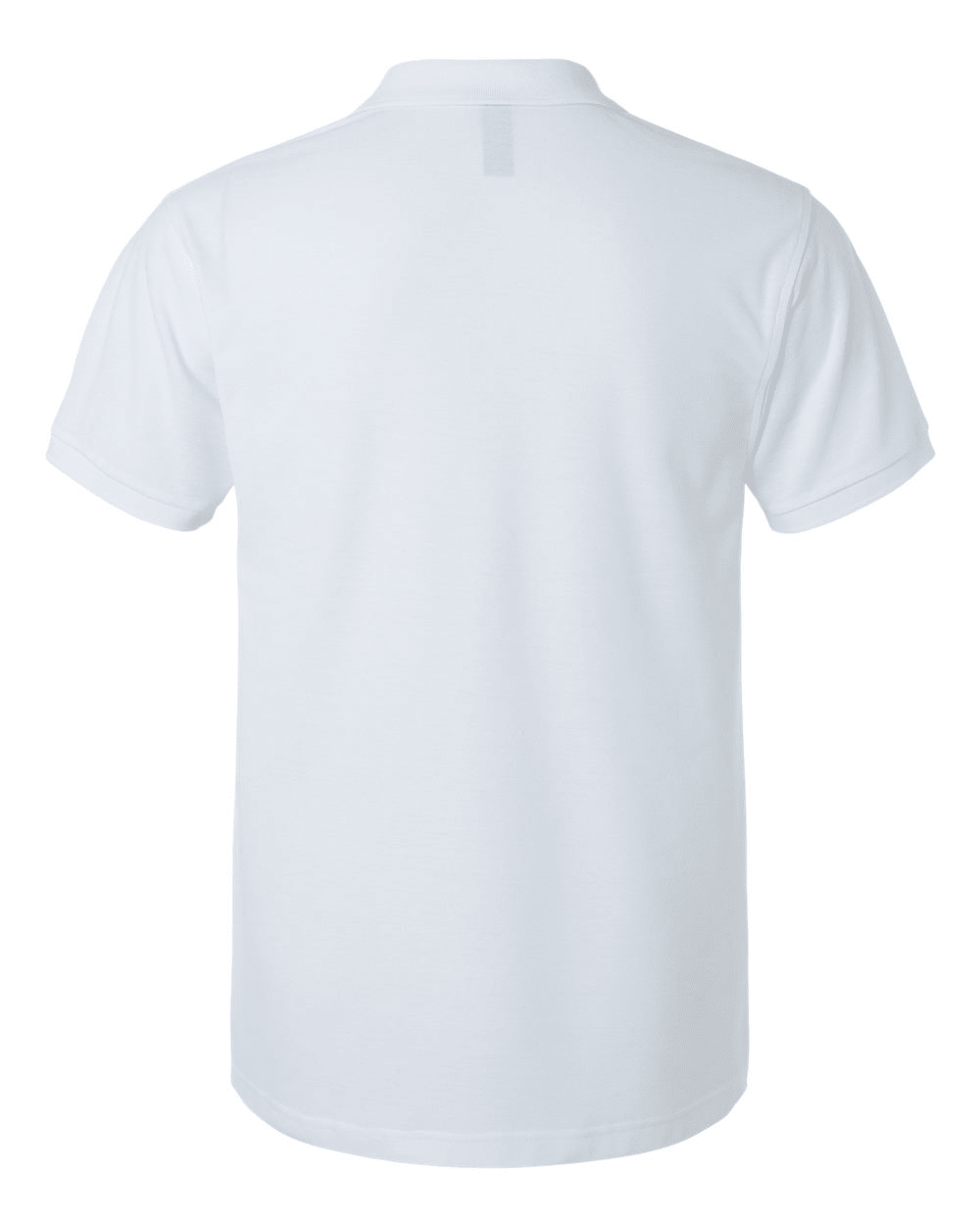 Backside of white Michigan State polo shirt.
