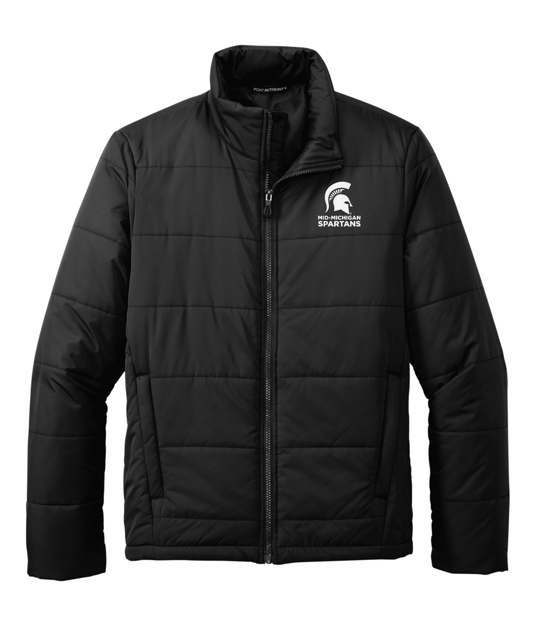 Black Michigan State Mid-Michigan Spartans puffer jacket.