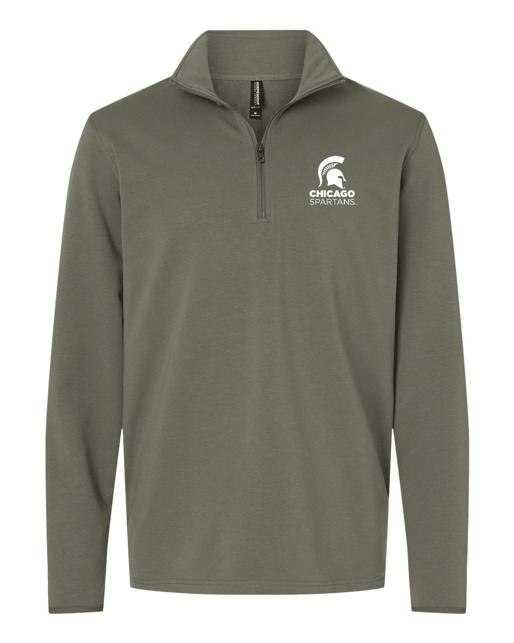 Olive green Michigan State Chicago Spartans quarter-zip pullover.