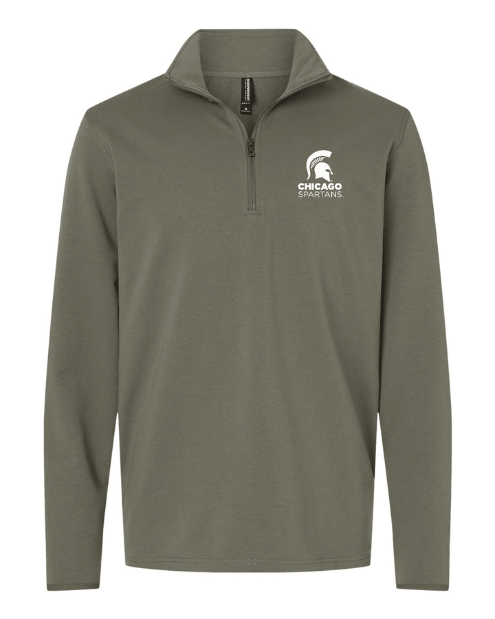 Olive green Michigan State Chicago Spartans quarter-zip pullover.