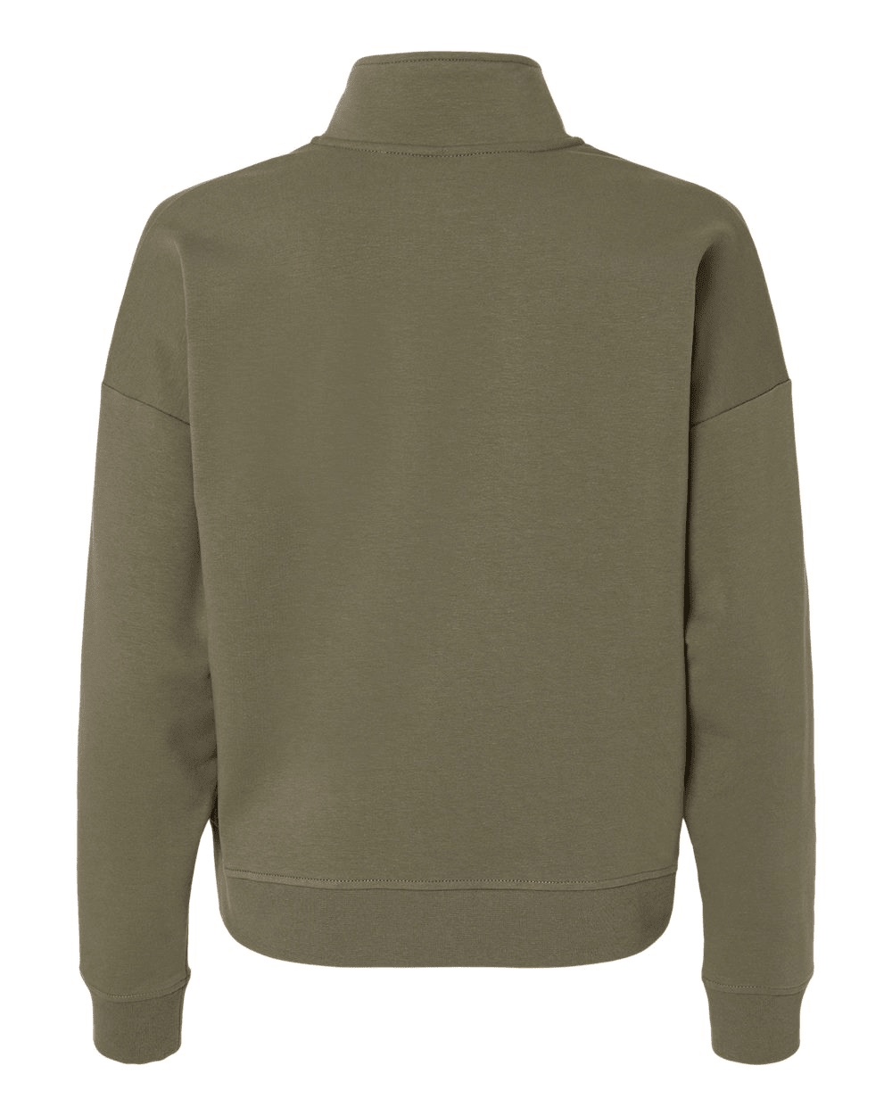 Backside of olive green women's Michigan State Chicago Spartans quarter-zip pullover.