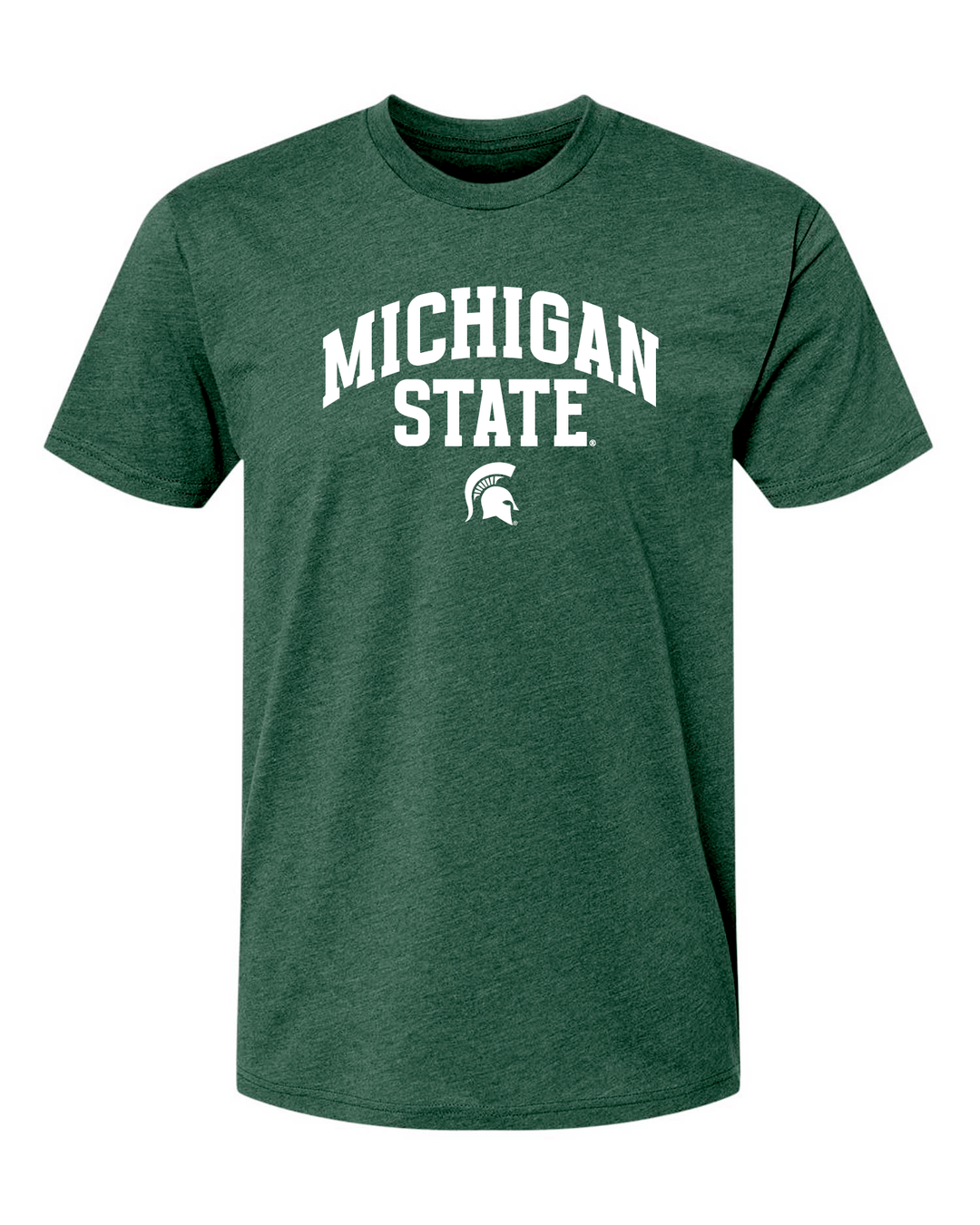 Green t-shirt with 'Michigan State' text and logo on a white background