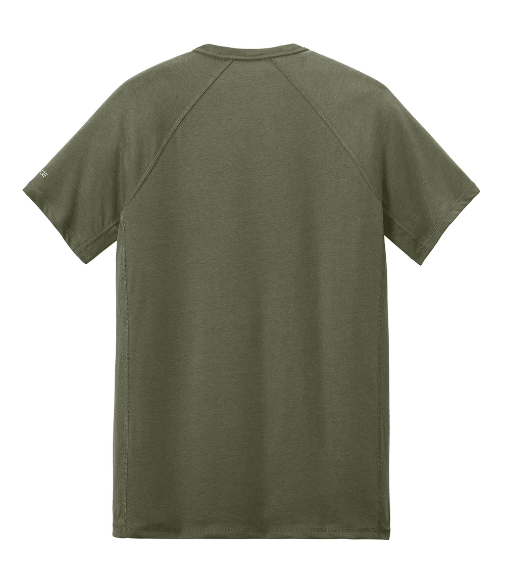 Backside of green Michigan State Construction Management Carhartt t-shirt.