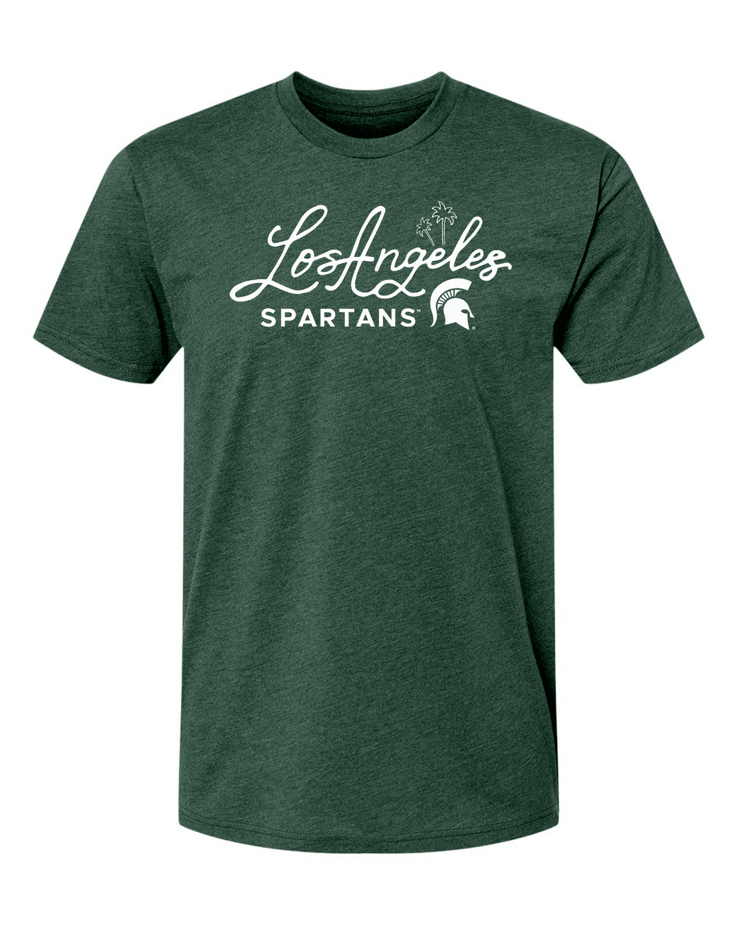 Green Michigan State shirt with Los Angeles Spartans design.