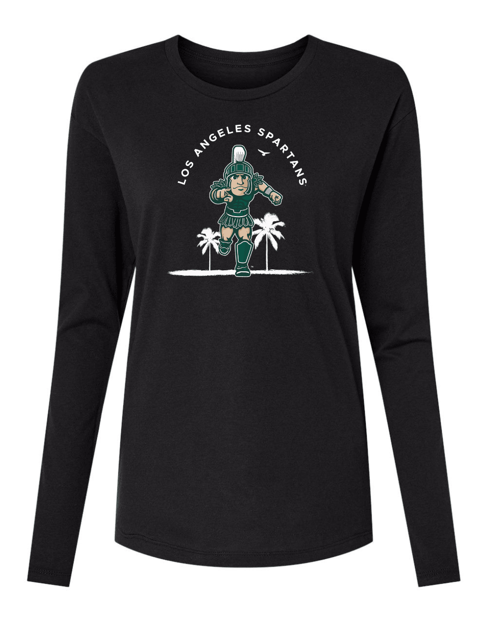 Women's black Michigan State shirt with Los Angeles Spartans design on the chest.