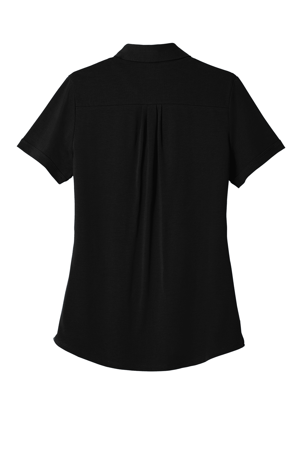Backside of black Michigan State Columbus Spartans women's short sleeve polo.