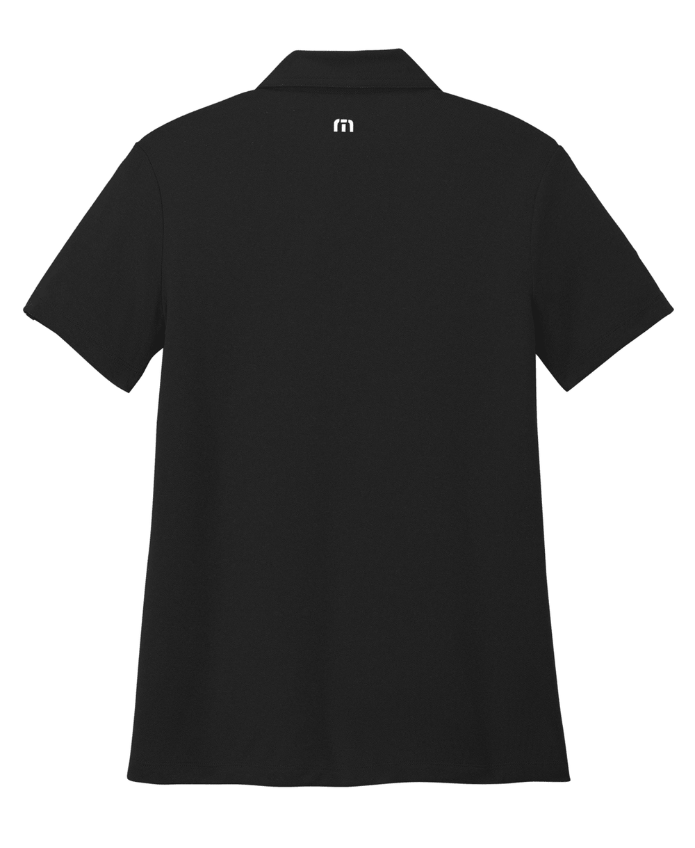 Backside of black Michigan State Dallas-Fort Worth Spartans women's short sleeve polo shirt.