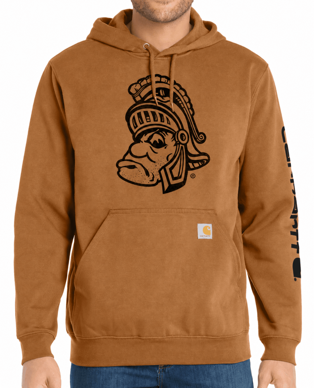 Light brown Carhartt Michigan State Gruff Sparty sweatshirt hoodie.