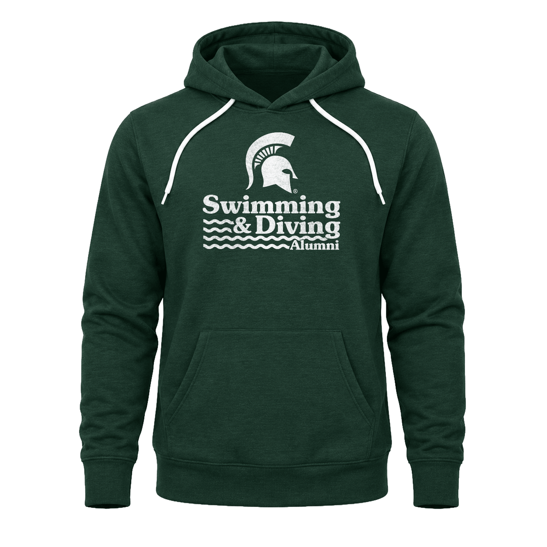 Green Michigan State Swimming & Diving Alumni sweatshirt hoodie. 
