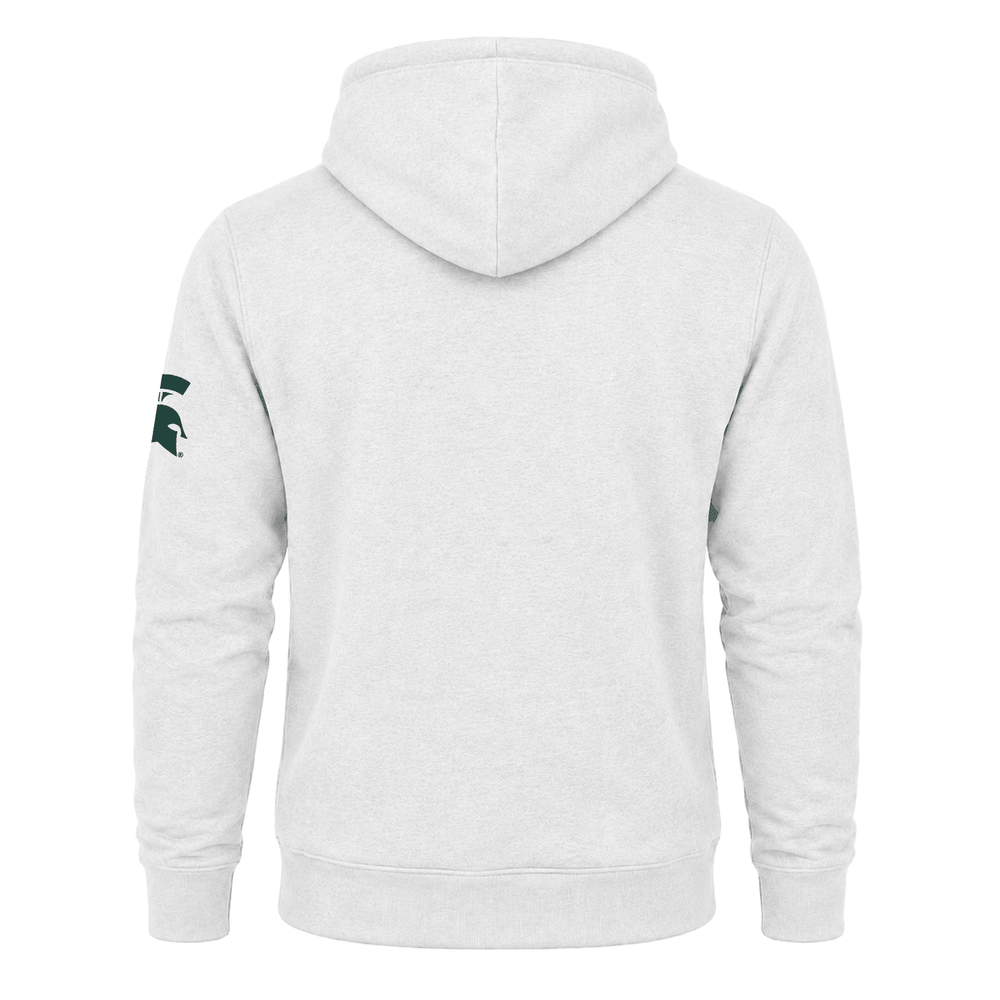 Backside of white Michigan State sweatshirt hoodie.