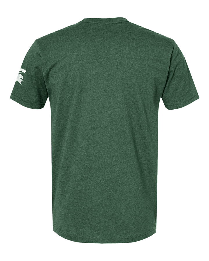 Backside of green Michigan State NYC Spartans shirt.