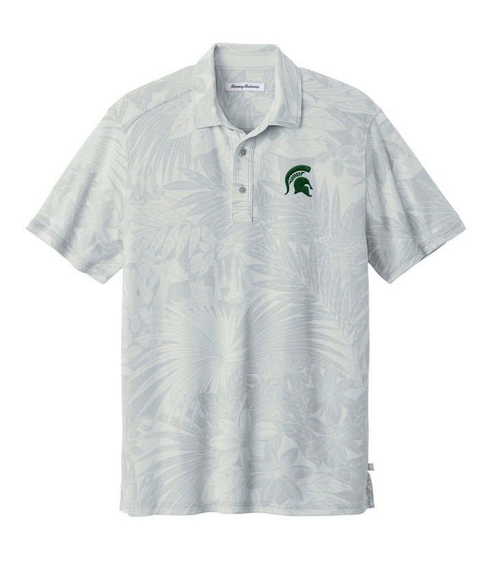 Michigan State Tommy Bahama Tropical Polo - Grey