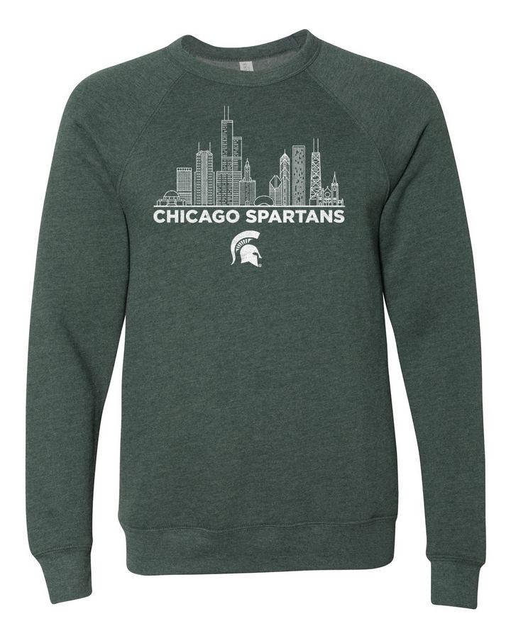 MSU Chicago Spartans Skyline Green Crewneck Sweatshirt
