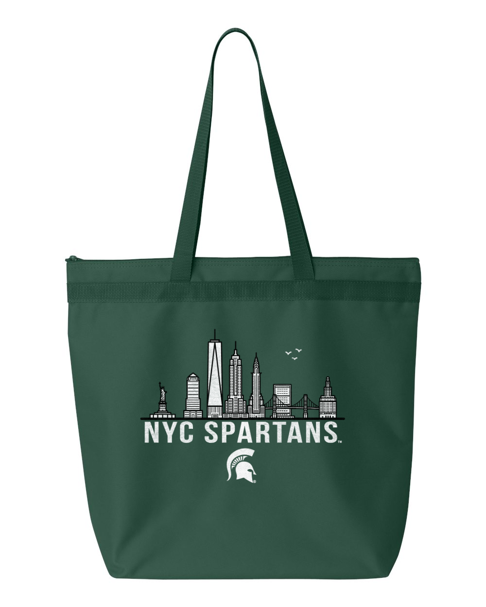 NYC Spartans Skyline Green Tote with Zipper