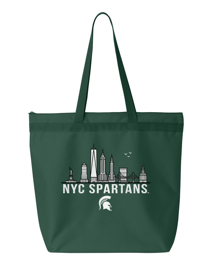 NYC Spartans Skyline Green Tote with Zipper