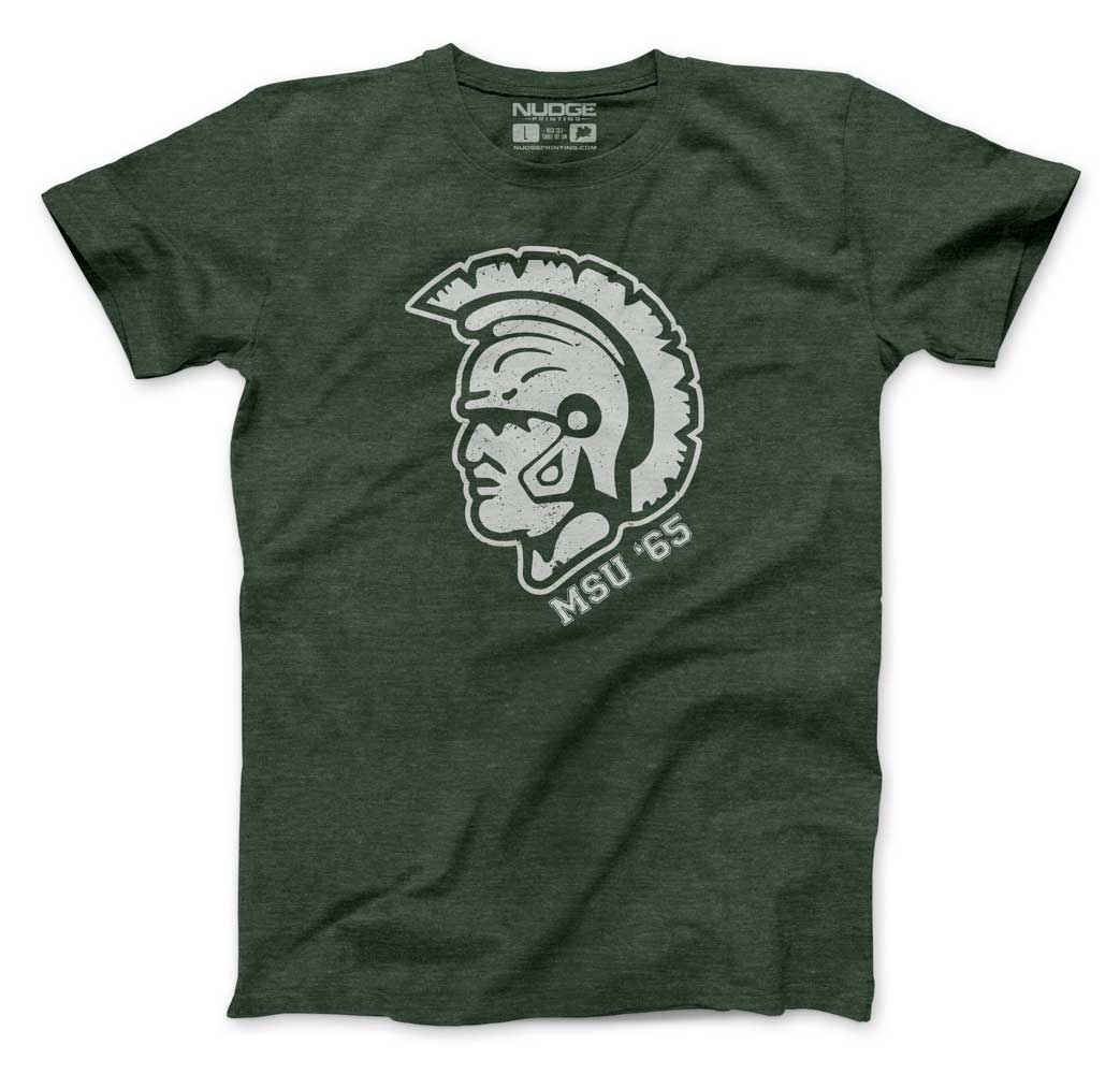 Michigan State University Vintage 1965 Spartan Football Helmet T-Shirt - Nudge Printing