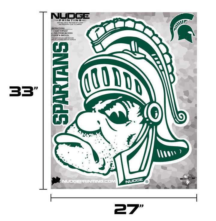 MSU Wall Decal Michigan State Gruff Sparty - XL Wall Decal Sticker Set - Nudge Printing