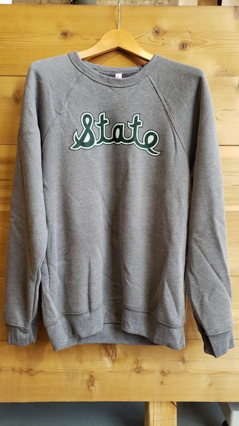 Michigan State Spartans MSU Crewneck Sweatshirt Vintage Logo Magic Johnson Nudge Printing Wood