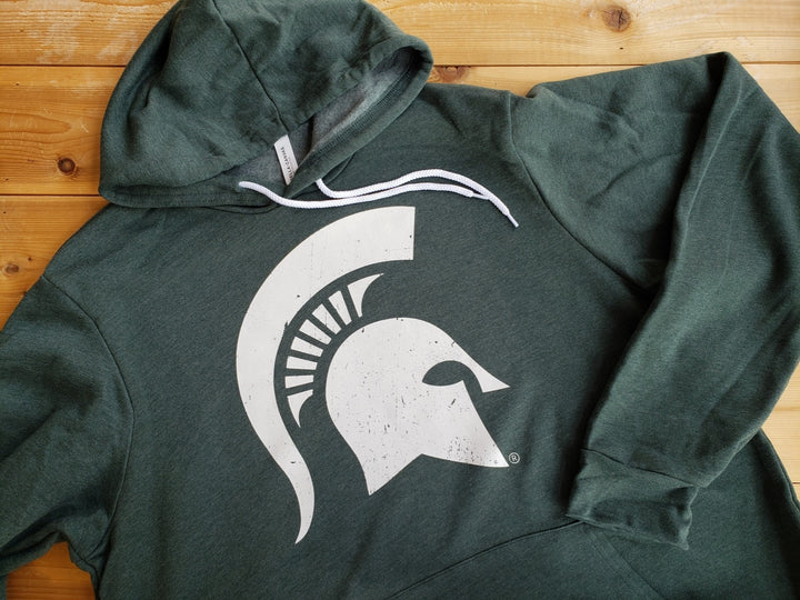 michigan state university spartans helmet green hoodie sweatshirt nudge printing