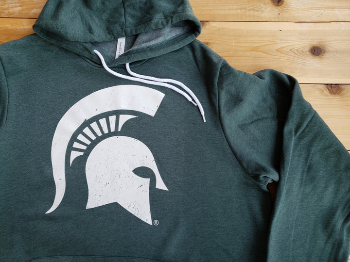 michigan state university spartans helmet green hoodie sweatshirt nudge printing  Edit alt text
