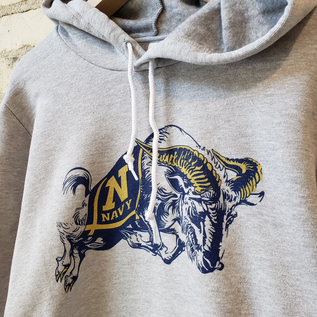 US Naval Academy Vintage Bill the Goat Design Gray hooded sweatshirt - Nudge Printing