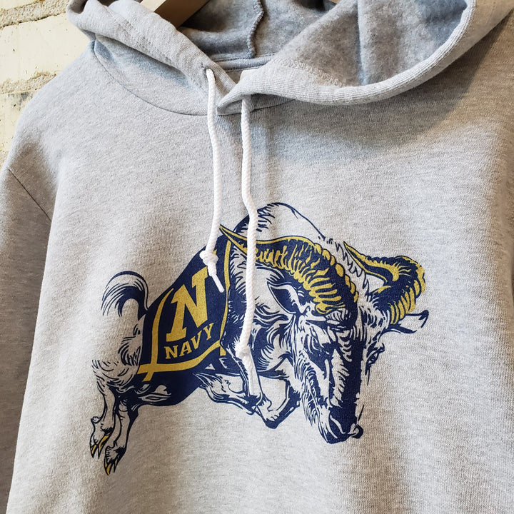 US Naval Academy Vintage Bill the Goat Design Gray hooded sweatshirt - Nudge Printing