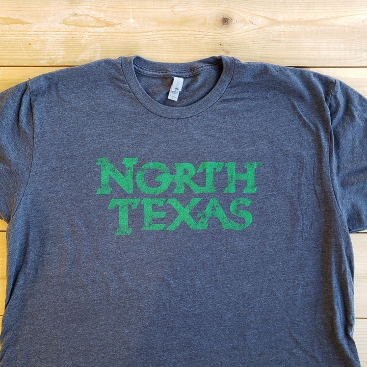 University of North Texas Mean Green 'North Texas' Wordmark Logo Unisex T-shirt (Charcoal)