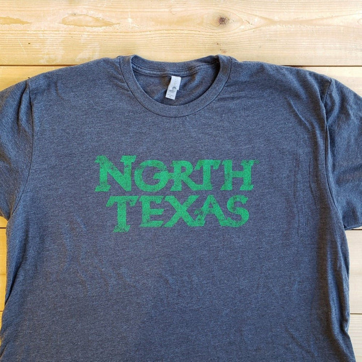 University of North Texas Mean Green 'North Texas' Wordmark Logo Unisex T-shirt (Charcoal)