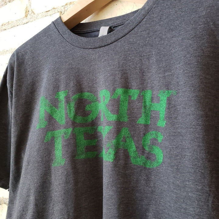 University of North Texas Mean Green 'North Texas' Wordmark Logo Unisex T-shirt (Charcoal)