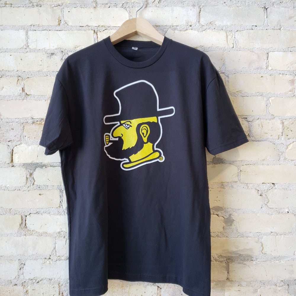 Super Soft Black T-shirt with Appalachian State Yosef Yellow Mascot