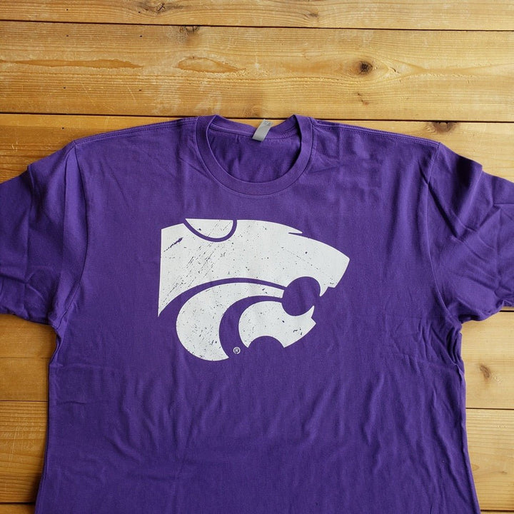 Kansas State University Wildcats Primary Powercat Logo 100% Cotton T-shirt (Purple)