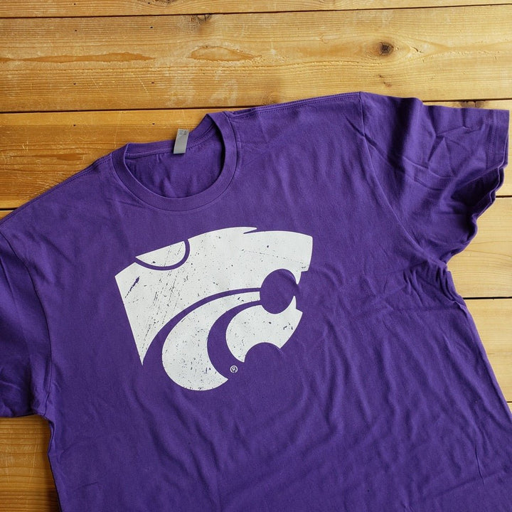 Kansas State University Wildcats Primary Powercat Logo 100% Cotton T-shirt (Purple)