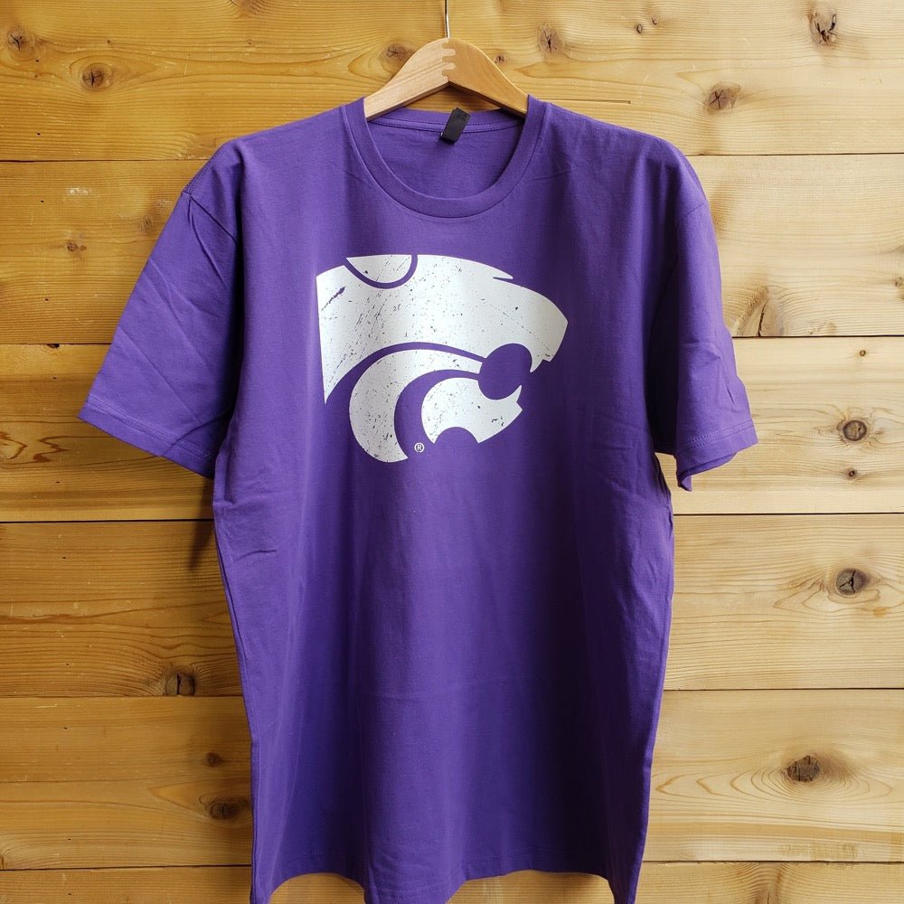 Kansas State University Wildcats Primary Powercat Logo 100% Cotton T-shirt (Purple)