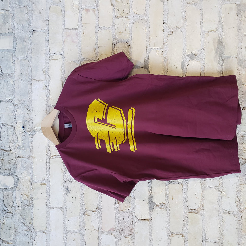 Central Michigan University Chippewas Flying C T-shirt (Gold on Maroon)