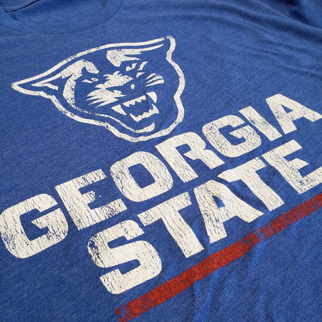 Georgia State University Panthers Stacked Combo Logo Unisex T-shirt (Royal Blue)
