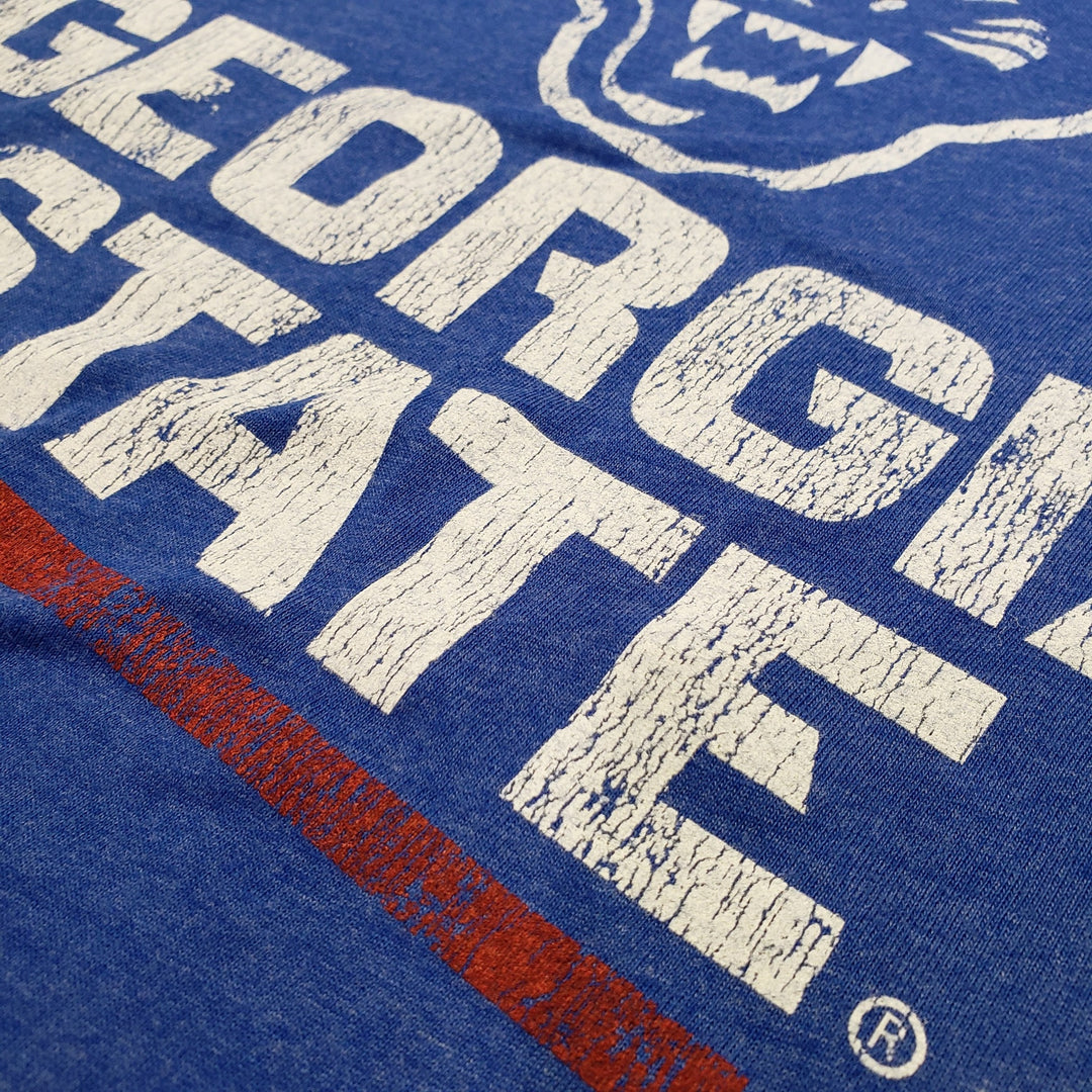 Georgia State University Panthers Stacked Combo Logo Unisex T-shirt (Royal Blue)