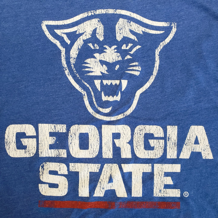 Georgia State University Panthers Stacked Combo Logo Unisex T-shirt (Royal Blue)