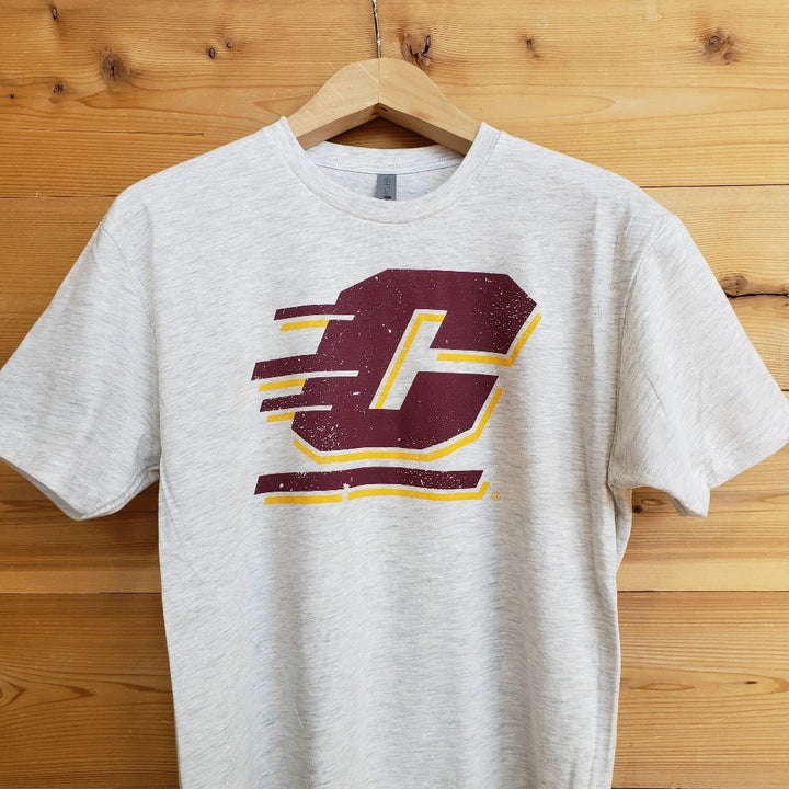 Central Michigan CMU Flying "C" on Unisex White T-shirt