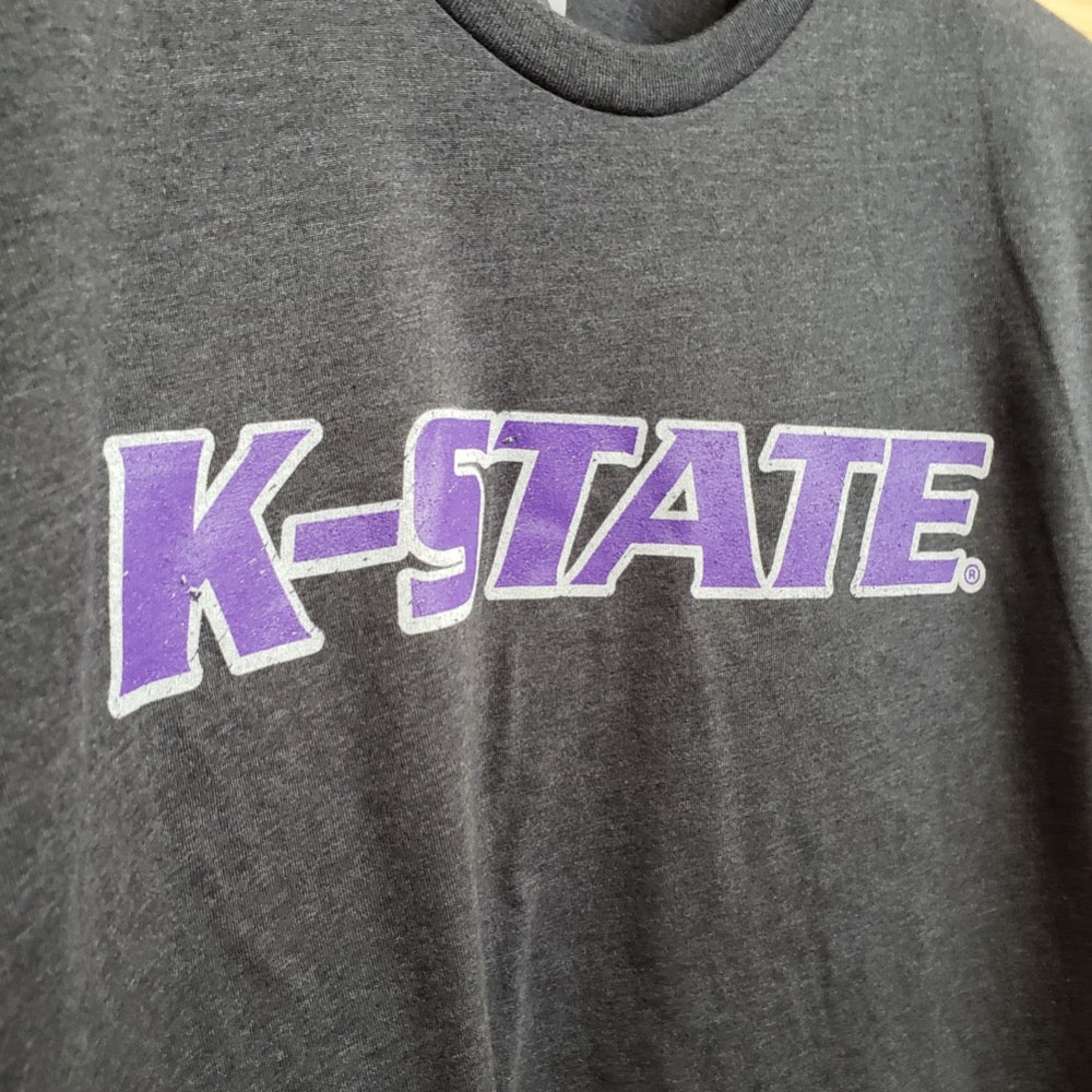 Kansas State University Block K-STATE Unisex T-shirt (Purple on Charcoa