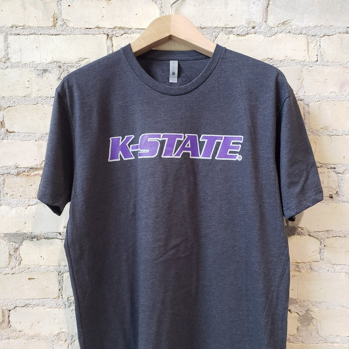 Kansas State University Block K-STATE Unisex T-shirt (Purple on Charcoa